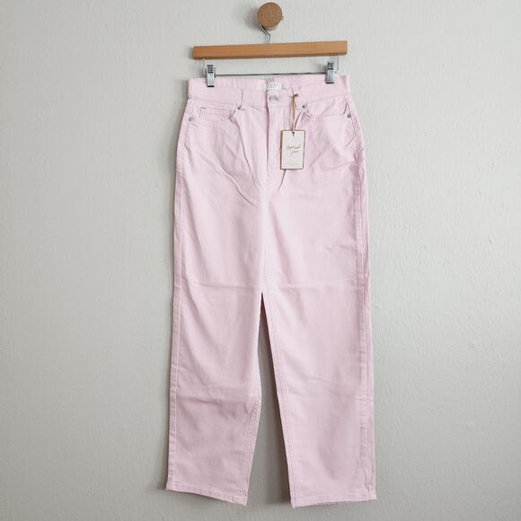 NWT Ted Baker Lemin Pink Straight Leg High Waisted Crop Jeans 27 Denim - Picture 1 of 9